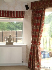 Curtains pelmet and coordinated blind.